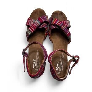 Multi colored TOMS wedges sandals Size‎ 9 EUC